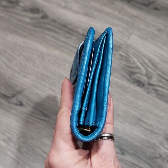 RARE Marc By Marc Jacobs Turquoise Leather&Patent Turnlock Carteira Azul Wallet - Picture 5 of 9